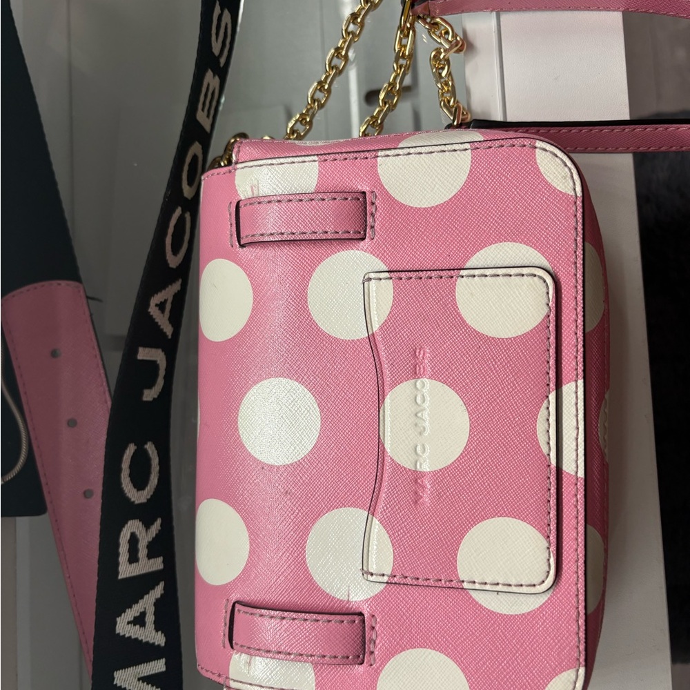 Marc Jacobs Pink and White Crossbody Bag with Polka Dots